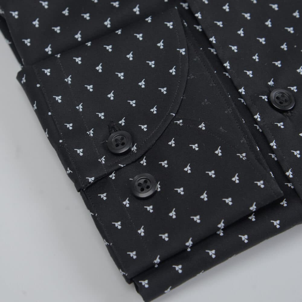 Superior Πουκάμισο Με Μικροσχέδιο Μαύρο 100% Fine Cotton (Modern Fit)