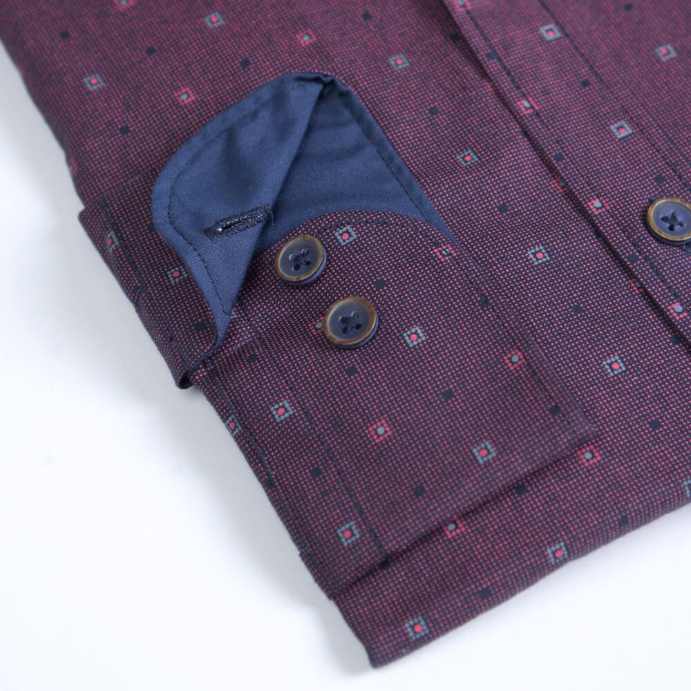 Πουκάμισο Με Μικροσχέδιο Μπορντώ (Modern Fit)