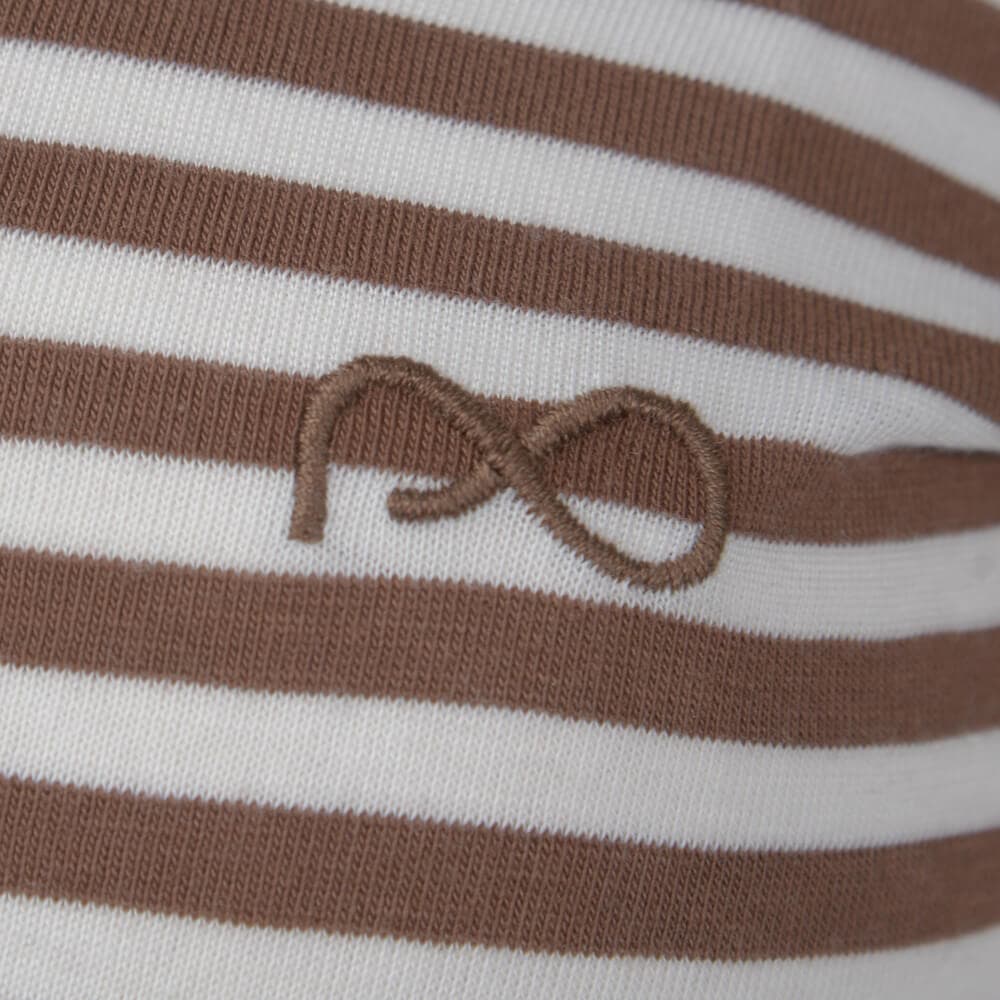 Γυναικείο Τ-Shirt V-Neck Ριγέ Καφέ