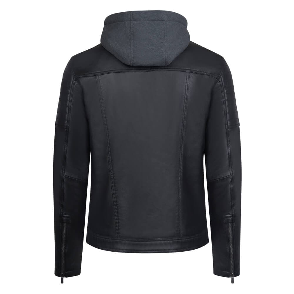 Hooded Racer Δερμάτινο Μαύρο 100% Leather Jacket (Modern Fit) New Arrival
