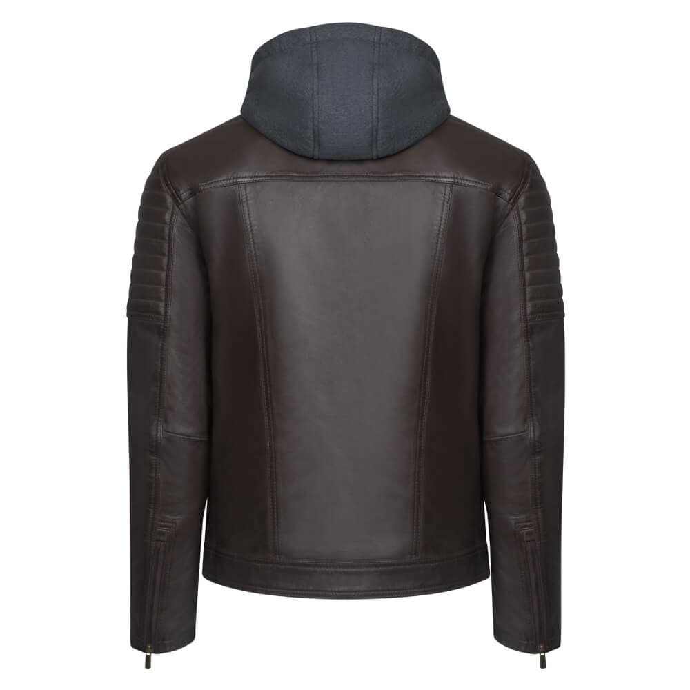 Hooded Racer Δερμάτινο Καφέ 100% Leather Jacket (Modern Fit) New Arrival