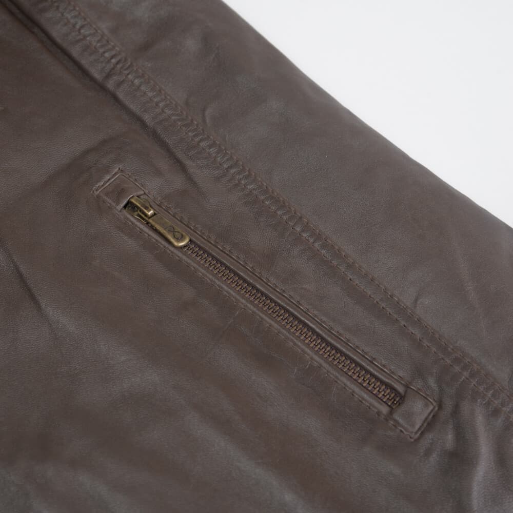 Hooded Racer Δερμάτινο Καφέ 100% Leather Jacket (Modern Fit) New Arrival