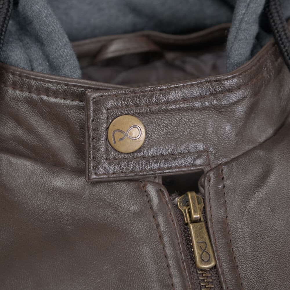 Hooded Racer Δερμάτινο Καφέ 100% Leather Jacket (Modern Fit) New Arrival