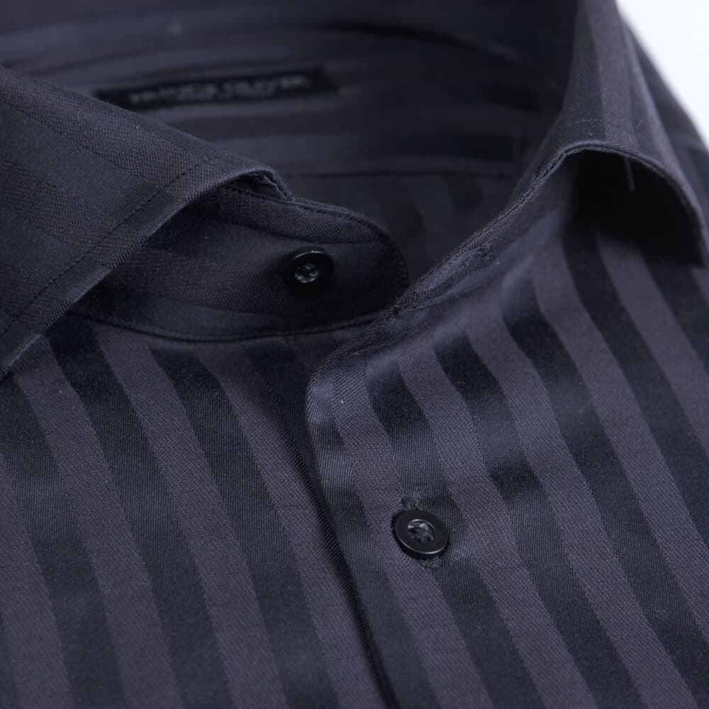 Superior Πουκάμισο Ριγέ Μαύρο 100% Fine Cotton (Modern Fit) New Arrival