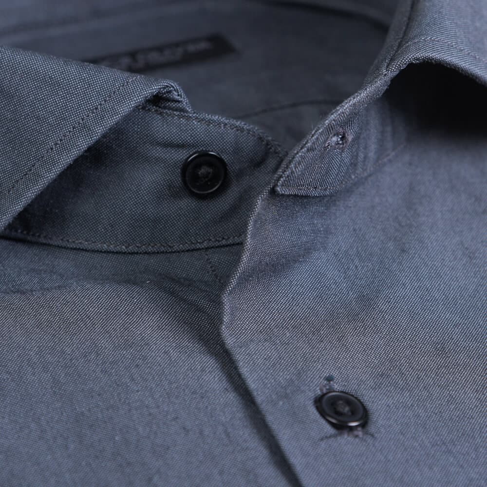 Superior Πουκάμισο Γκρι Σκούρο 100% Fine Cotton (Modern Fit) New Arrival