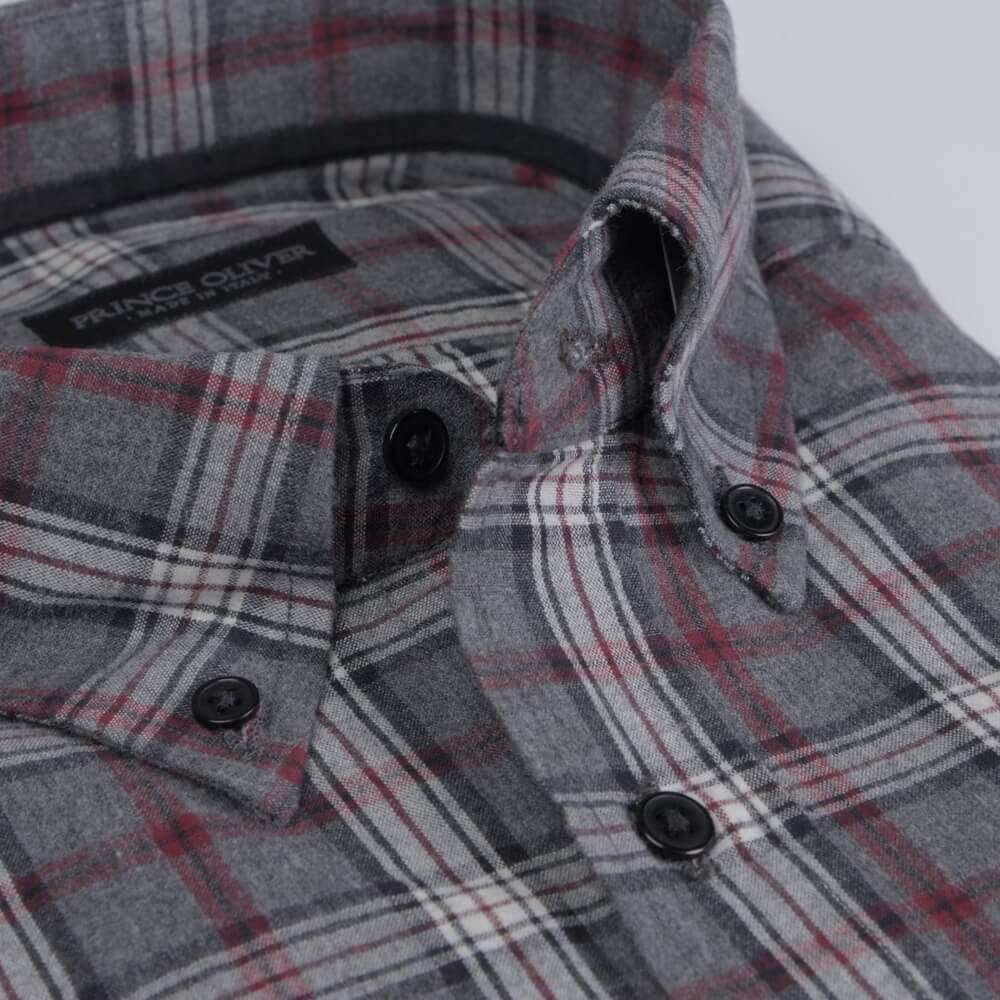 Superior Πουκάμισο Καρό Γκρι 100% Fine Cotton (Modern Fit) New Arrival