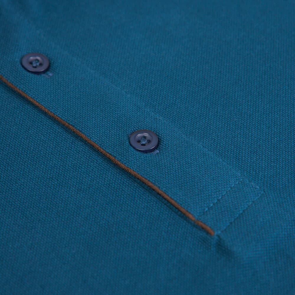 Signature Long Sleeve Polo Πετρόλ (Modern Fit) New Arrival
