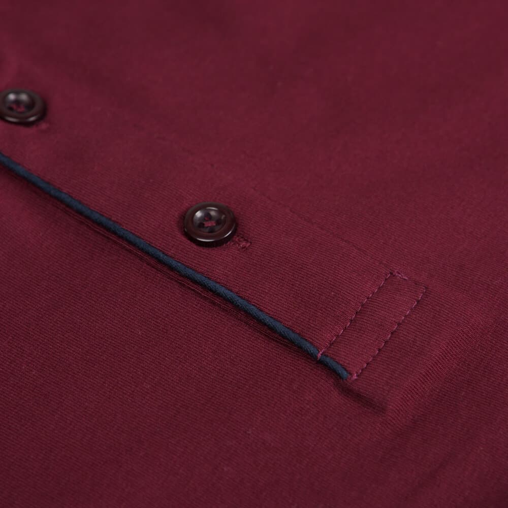 Signature Long Sleeve Mao Polo Μπορντώ (Modern Fit) New Arrival