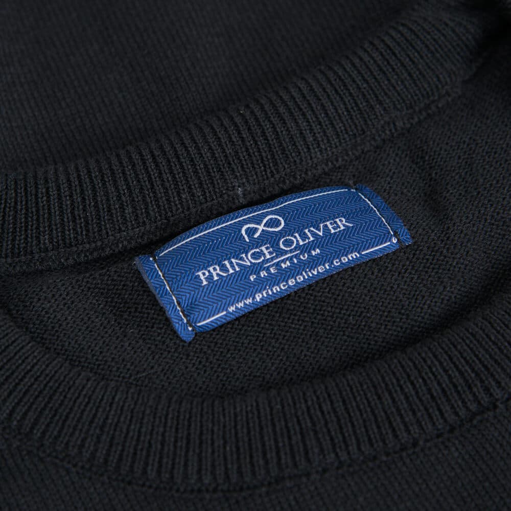 Logo-Embroidered Πλεκτή Μπλούζα Μαύρη in Cotton (Modern Fit) New Arrival