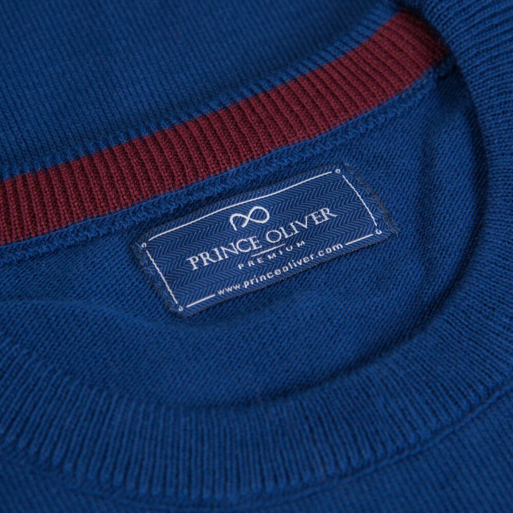 Logo-Embroidered Πλεκτή Μπλούζα Μπλε Ρουά in Cotton (Modern Fit) New Arrival