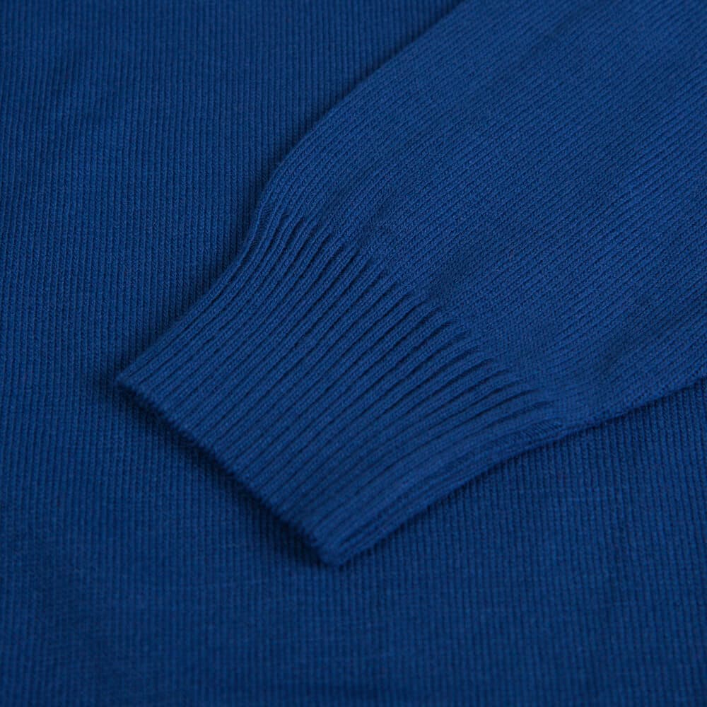 Logo-Embroidered Πλεκτή Μπλούζα Μπλε Ρουά in Cotton (Modern Fit) New Arrival