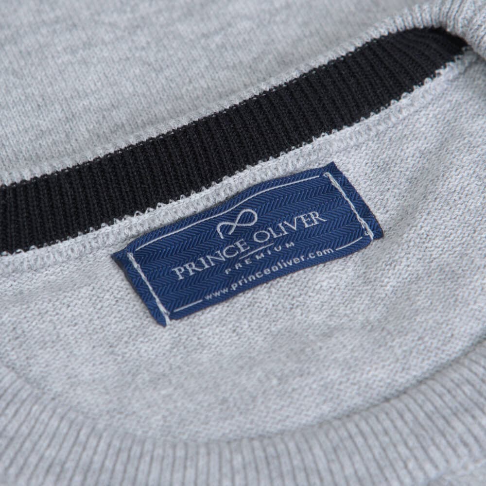 Logo-Embroidered Πλεκτή Μπλούζα Γκρι in Cotton (Modern Fit) New Arrival