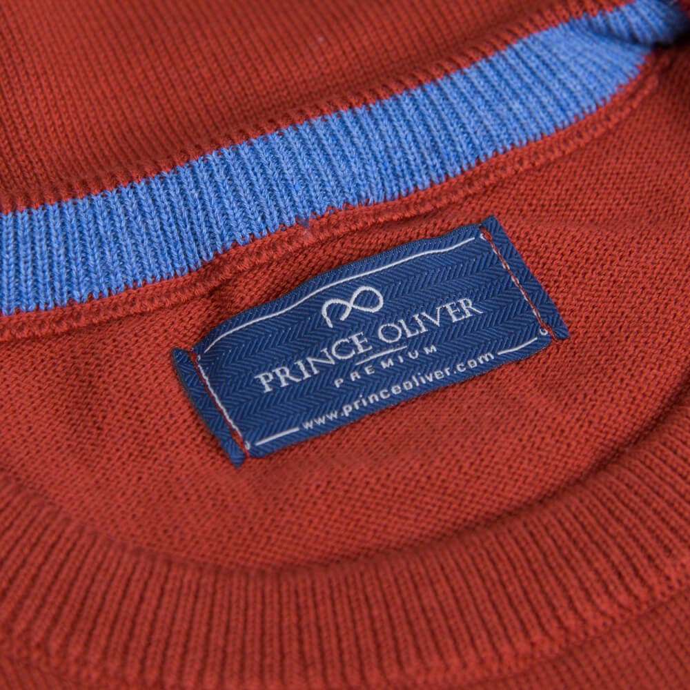 Logo-Embroidered Πλεκτή Μπλούζα Πορτοκαλί in Cotton (Modern Fit) New Arrival