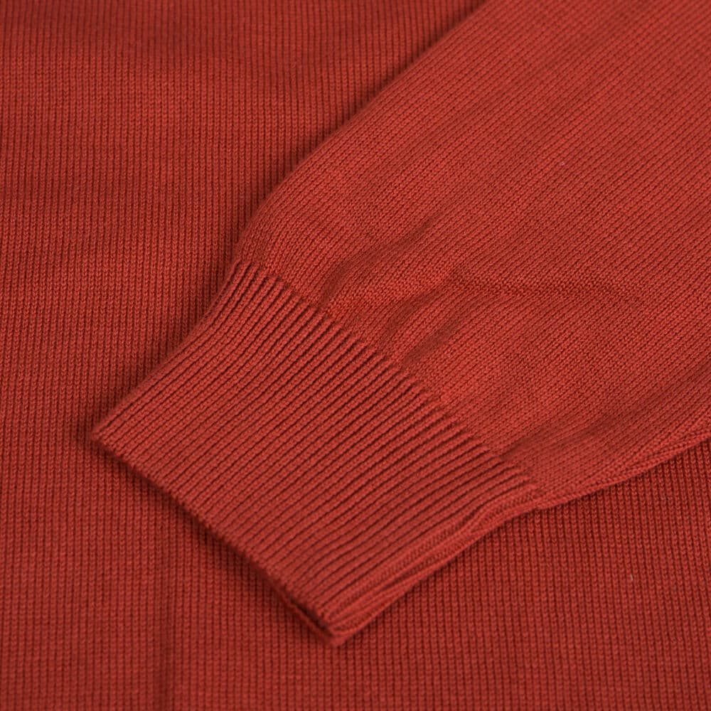 Logo-Embroidered Πλεκτή Μπλούζα Πορτοκαλί in Cotton (Modern Fit) New Arrival