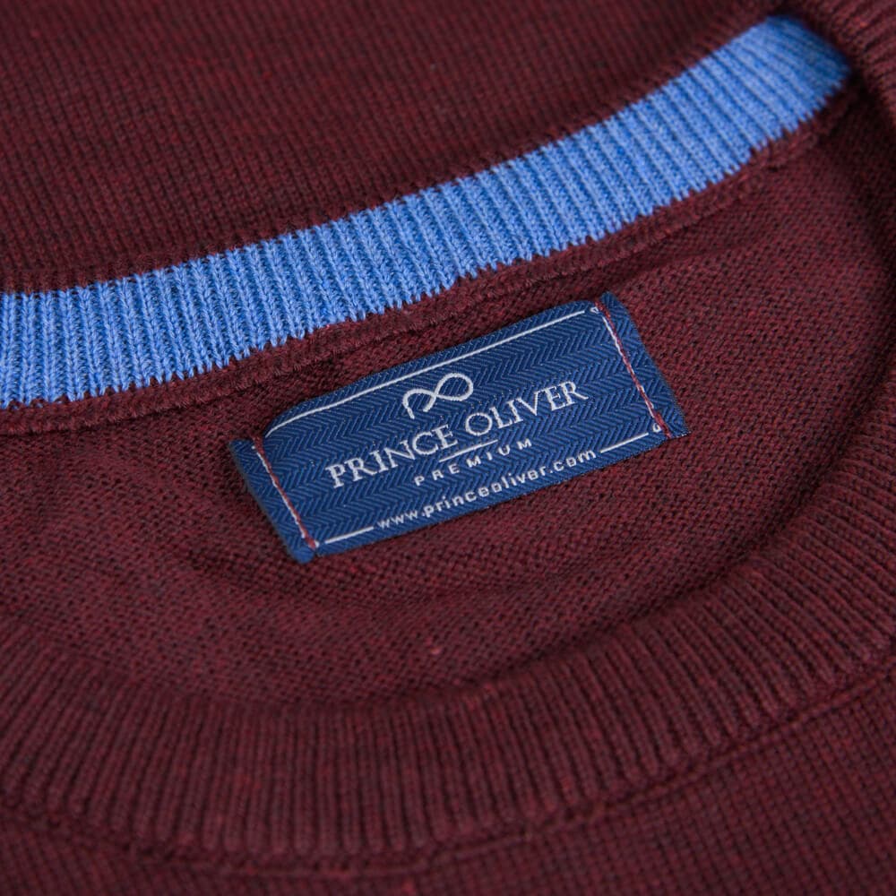 Logo-Embroidered Πλεκτή Μπλούζα Μπορντώ in Cotton (Modern Fit) New Arrival