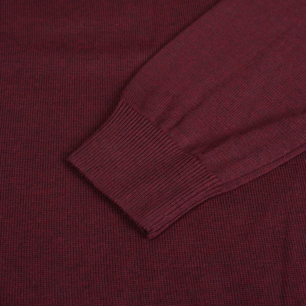 Logo-Embroidered Πλεκτή Μπλούζα Μπορντώ in Cotton (Modern Fit) New Arrival