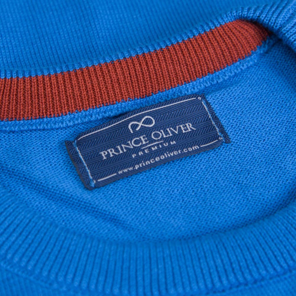 Logo-Embroidered Πλεκτή Μπλούζα Γαλάζια in Cotton (Modern Fit) New Arrival