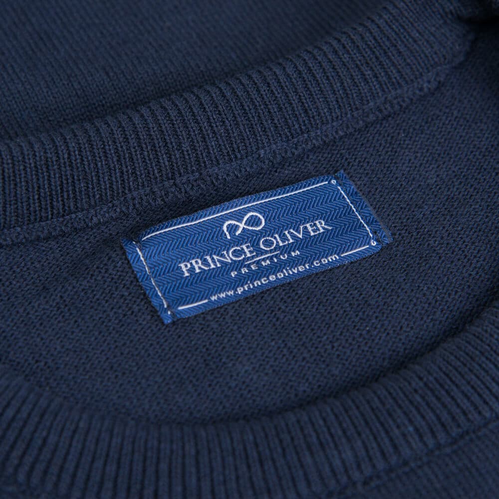 Logo-Embroidered Πλεκτή Μπλούζα Μπλε Σκούρο in Cotton (Modern Fit) New Arrival