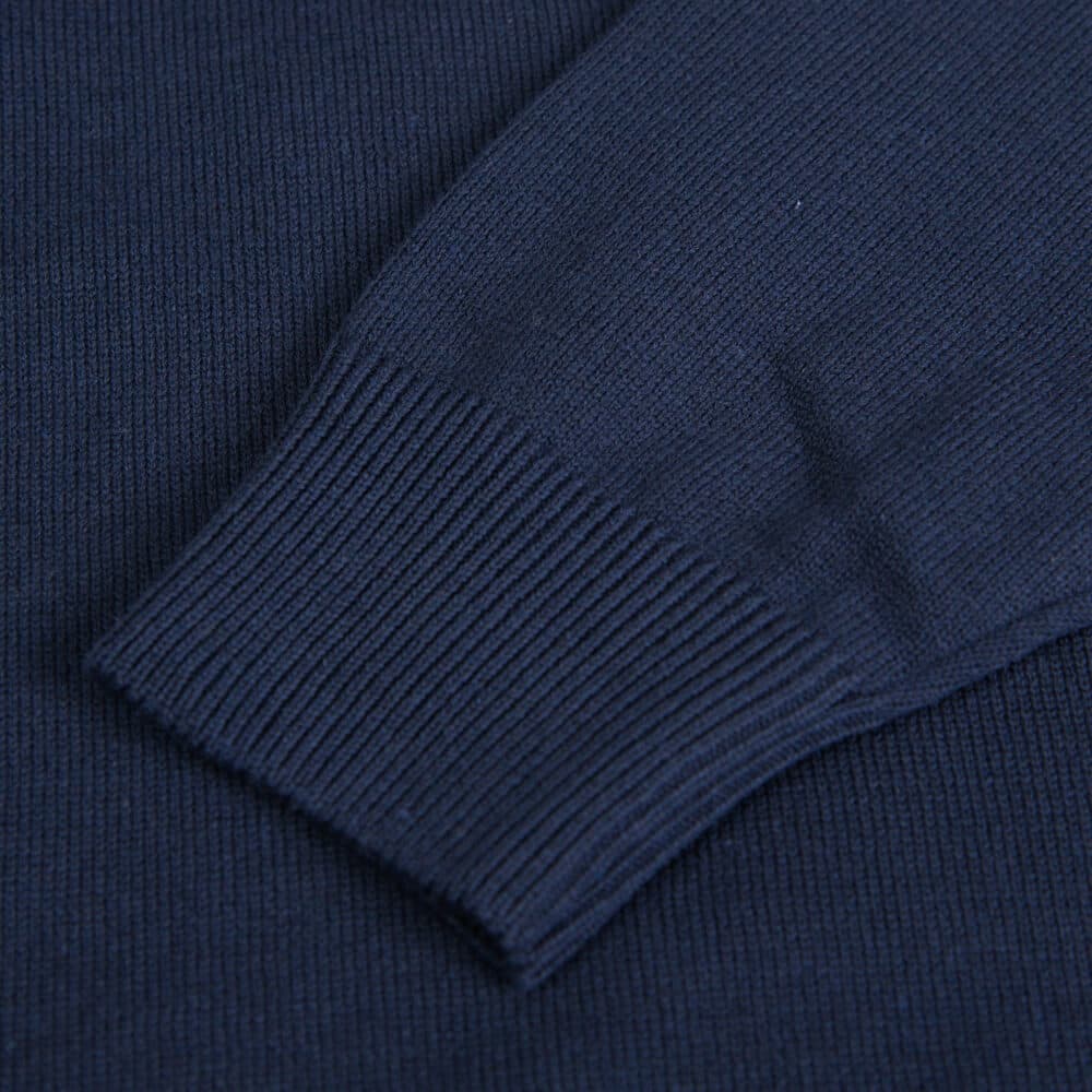 Logo-Embroidered Πλεκτή Μπλούζα Μπλε Σκούρο in Cotton (Modern Fit) New Arrival