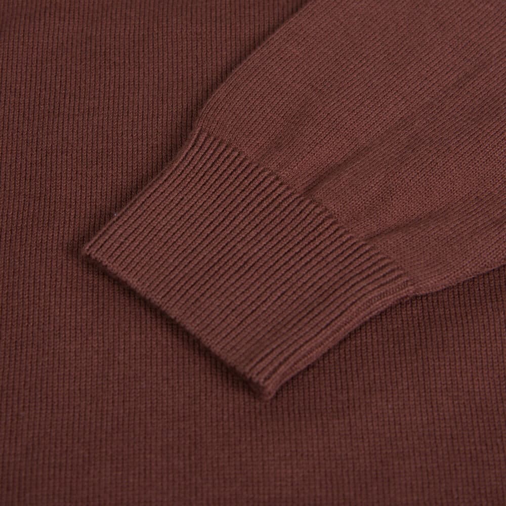 Logo-Embroidered Πλεκτή Μπλούζα Καφέ in Cotton (Modern Fit) New Arrival