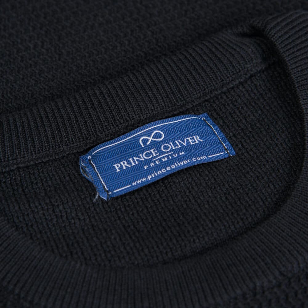 Chunky Structure Πουλόβερ Μαύρο in Cotton (Modern Fit) New Arrival