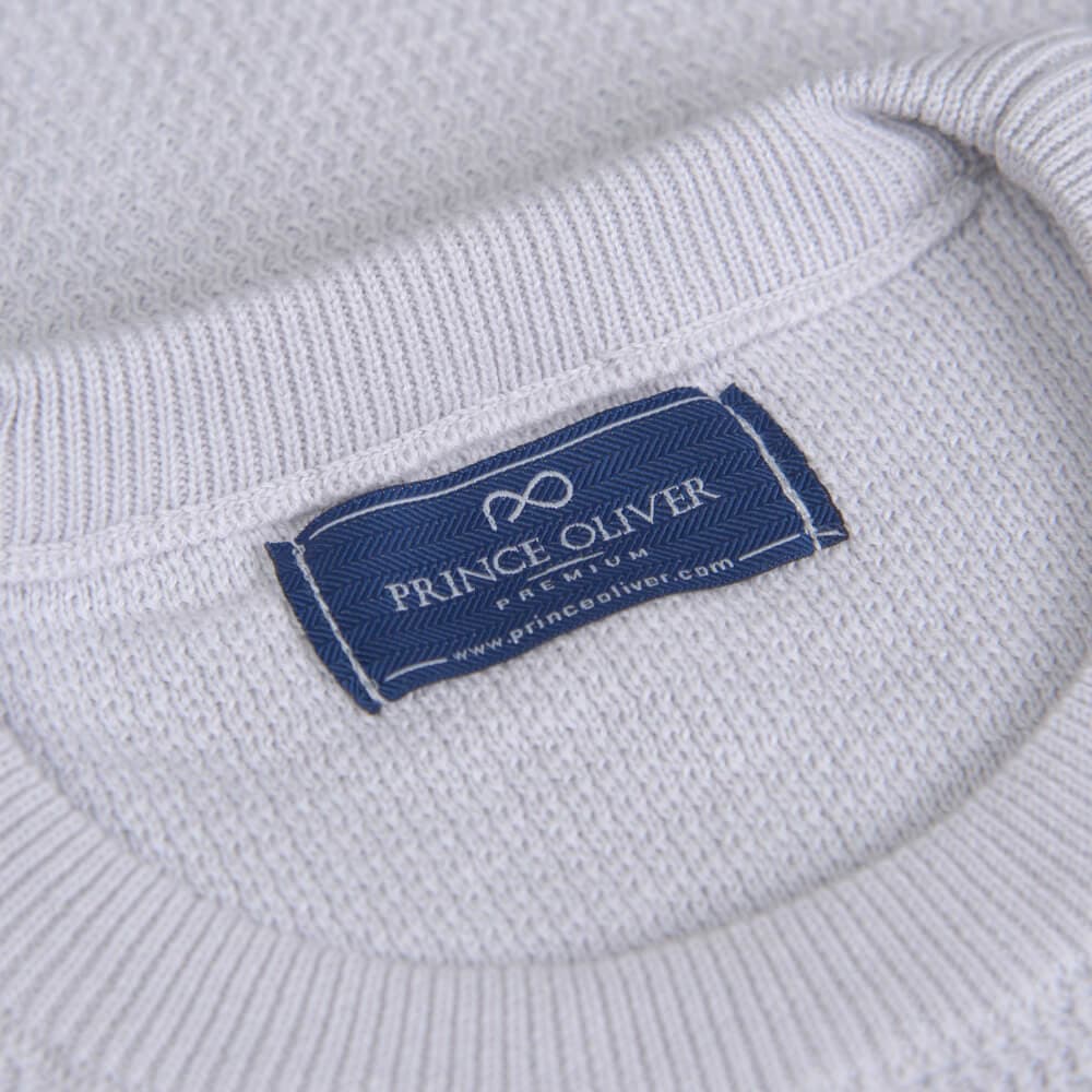 Chunky Structure Πουλόβερ Γκρι Ανοιχτό in Cotton (Modern Fit) New Arrival