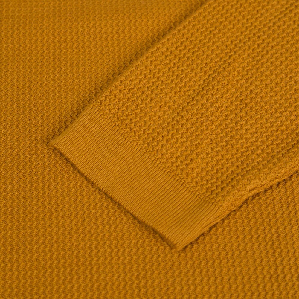 Chunky Structure Πουλόβερ Μουσταρδί in Cotton (Modern Fit) New Arrival