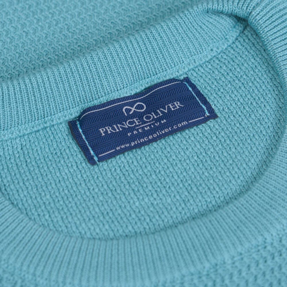 Chunky Structure Πουλόβερ Γαλάζιο in Cotton (Modern Fit) New Arrival