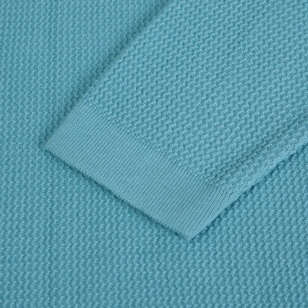 Chunky Structure Πουλόβερ Γαλάζιο in Cotton (Modern Fit) New Arrival