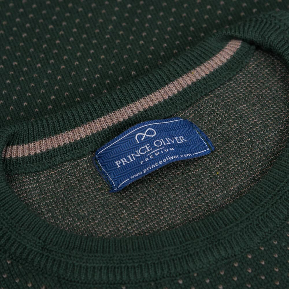 Πουλόβερ Με Μικροσχέδιο Πράσινο (Modern Fit) New Arrival