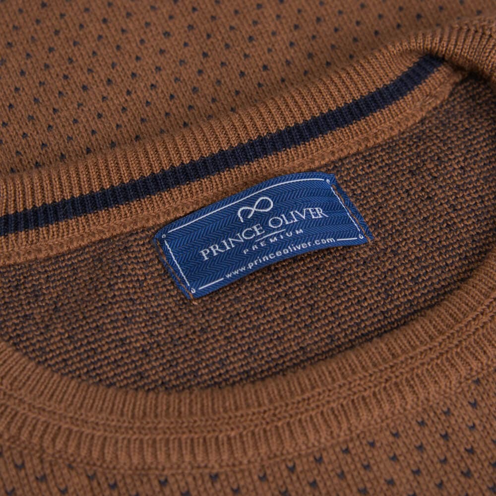 Πουλόβερ Με Μικροσχέδιο Καμηλό (Modern Fit) New Arrival