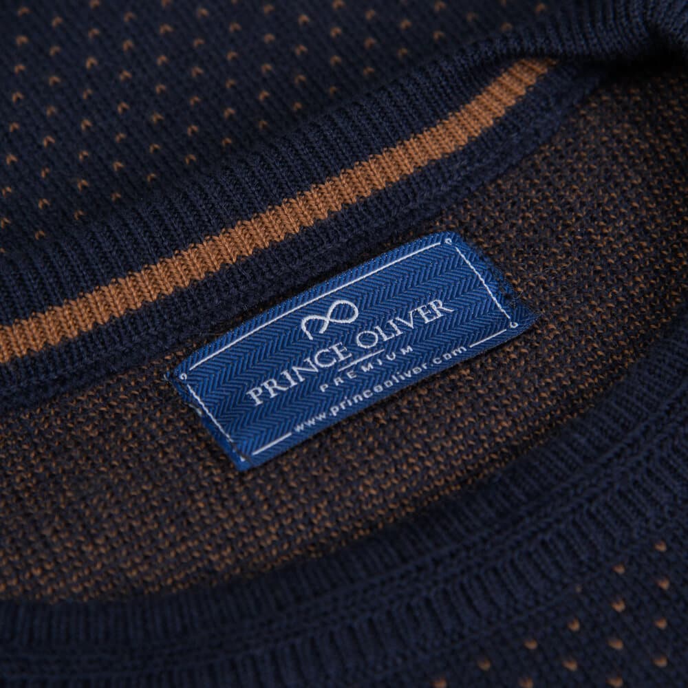 Πουλόβερ Με Μικροσχέδιο Μπλε Σκούρο (Modern Fit) New Arrival