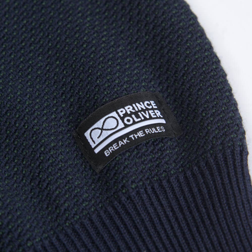 Πουλόβερ Μπλε Με Πράσινη Πλέξη in Cotton (Modern Fit) New Arrival