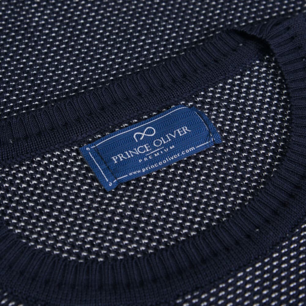 Πουλόβερ Μπλε Με Γκρι Πλέξη in Cotton (Modern Fit) New Arrival