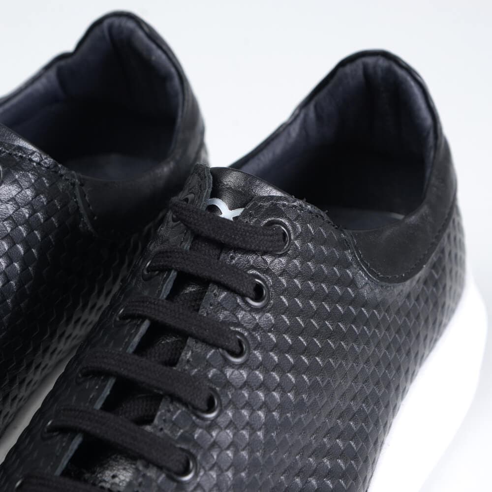 Low-Top Δερμάτινα Sneakers Μαύρα New Arrival