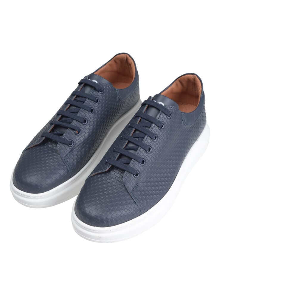 Low-Top Δερμάτινα Sneakers Μπλε Σκούρο New Arrival