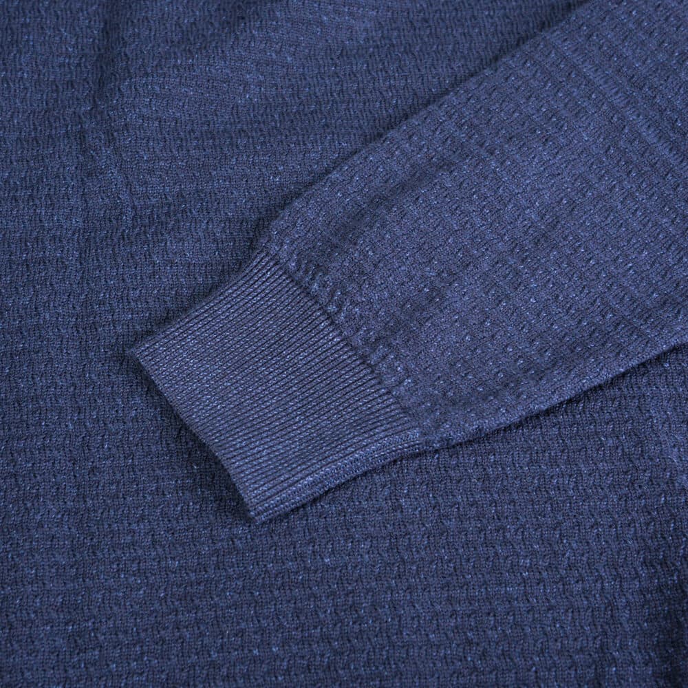 Zip-Neck Πλεκτή Μπλούζα in Cotton Μπλε Σκούρο (Modern Fit) New Arrival