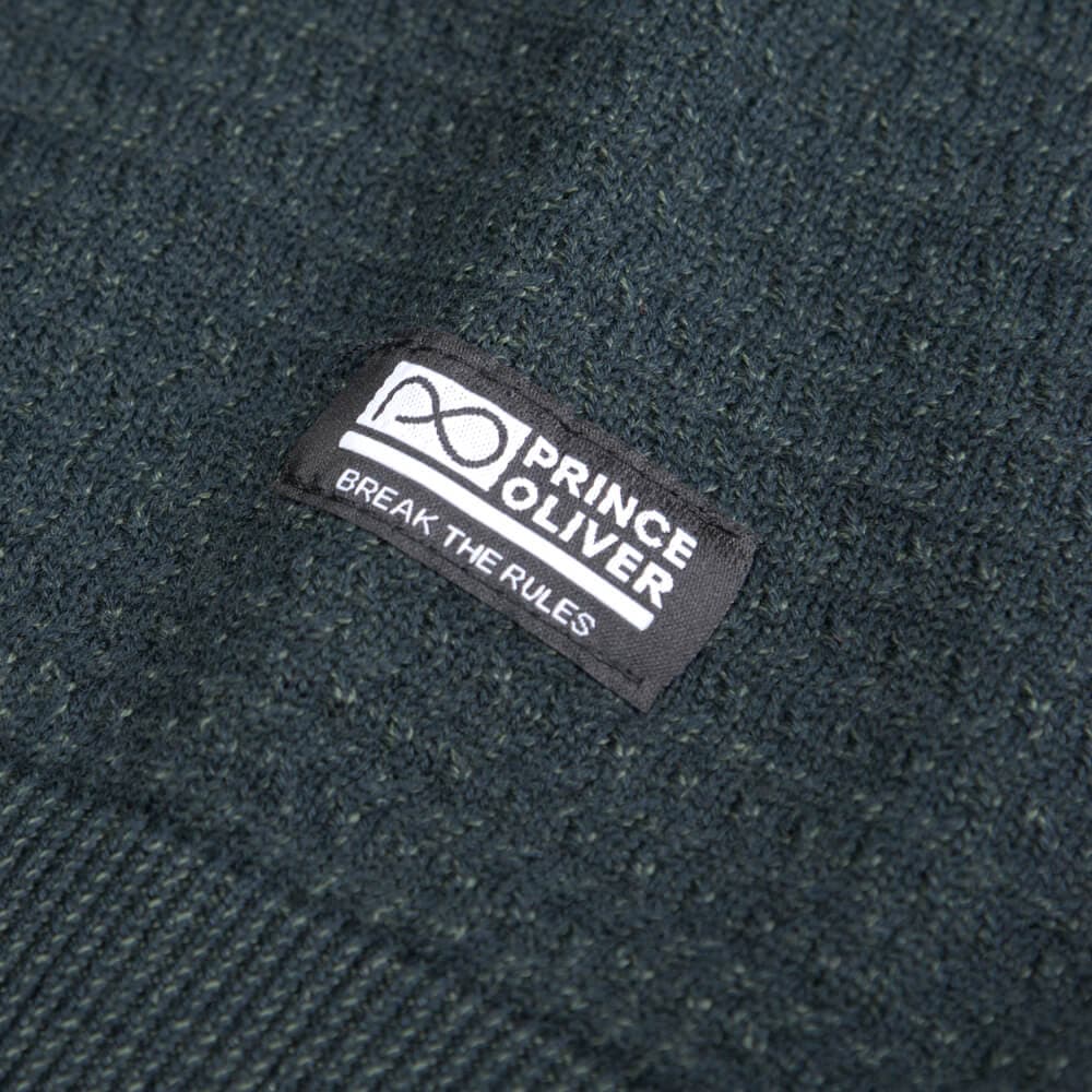 Zip-Neck Πλεκτή Μπλούζα in Cotton Πράσινο Σκούρο (Modern Fit) New Arrival