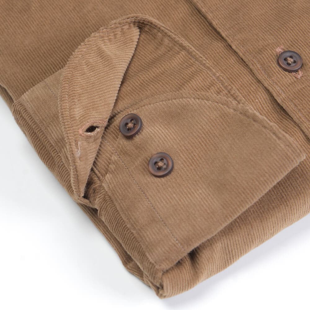 Superior Πουκάμισο Κοτλέ Καφέ (Modern Fit) 100% Fine Cotton New Arrival