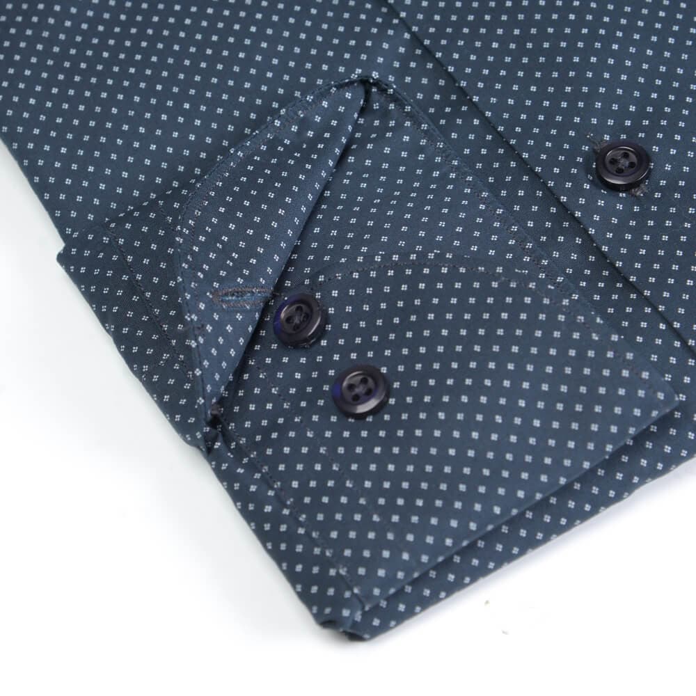Superior Πουκάμισο Με Μικροσχέδιο Μπλε Σκούρο 100% Fine Cotton (Modern Fit)