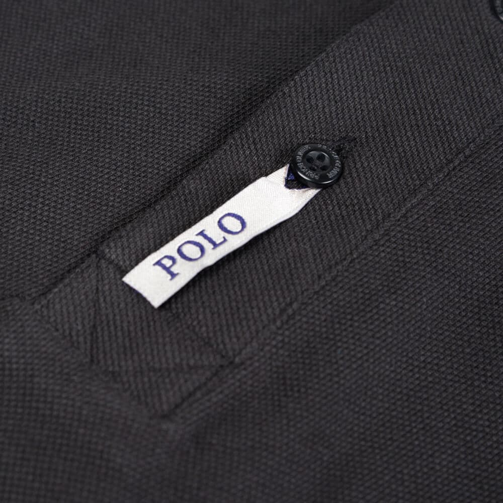 Μακρυμάνικο Polo Double Pique Μαύρο 100% Cotton (Regular Fit) New Arrival