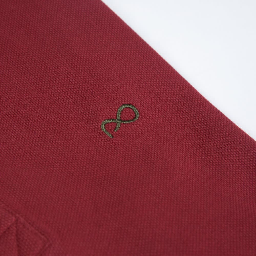 Μακρυμάνικο Polo Double Pique Μπορντώ 100% Cotton (Regular Fit) New Arrival
