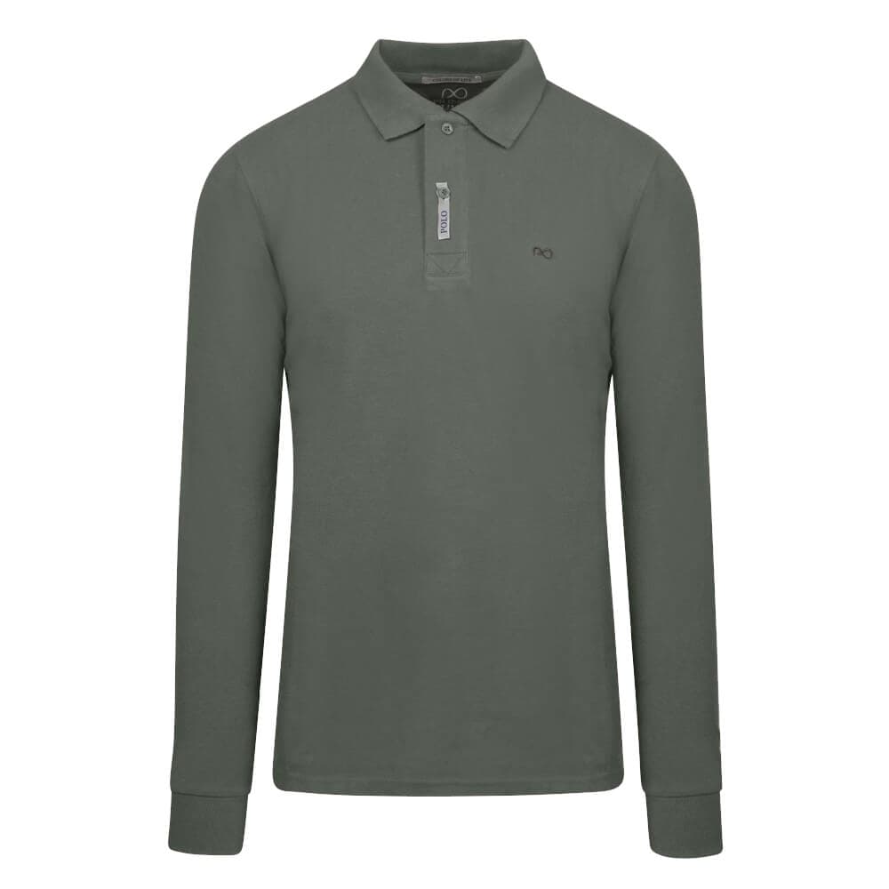 Μακρυμάνικο Polo Double Pique Πράσινο 100% Cotton (Regular Fit) New Arrival