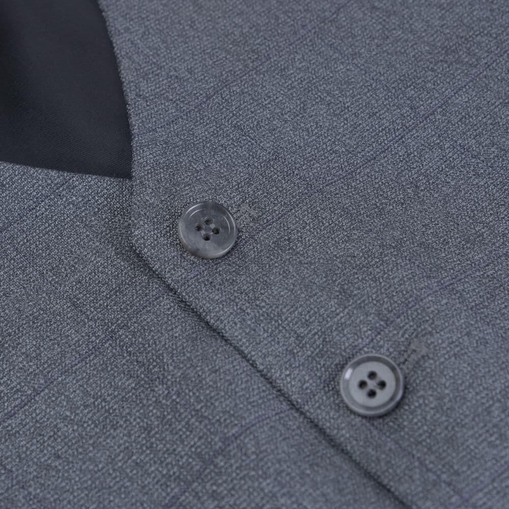 Κοστούμι με Γιλέκο Three-Piece Γκρι Καρό (Modern Fit) New Arrival