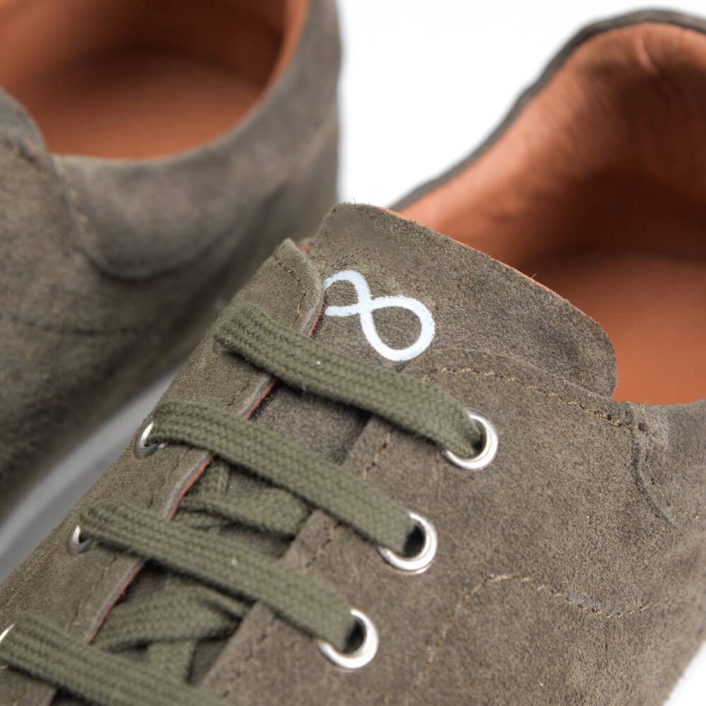 Low-Top Δερμάτινα Suede Sneakers Λαδί New Arrival