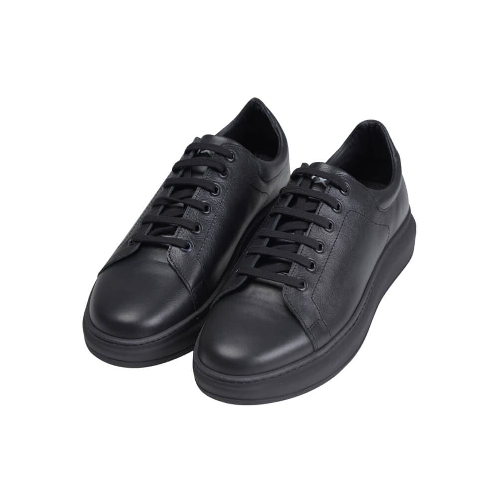 Low-Top Δερμάτινα Sneakers Μαύρα New Arrival