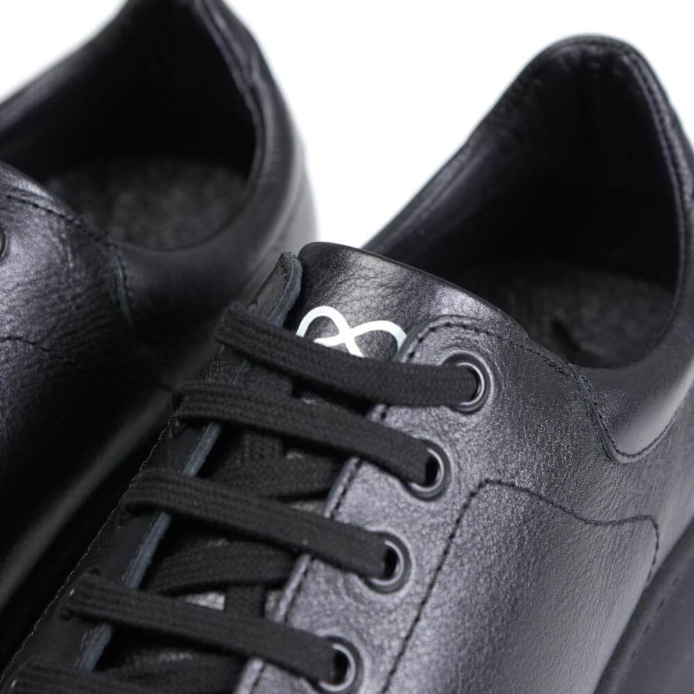 Low-Top Δερμάτινα Sneakers Μαύρα New Arrival