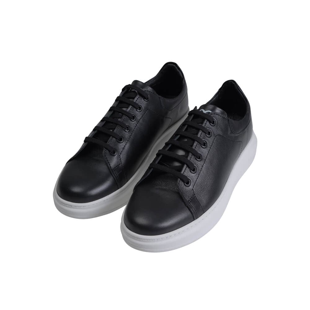 Low-Top Δερμάτινα Sneakers Μαύρα New Arrival