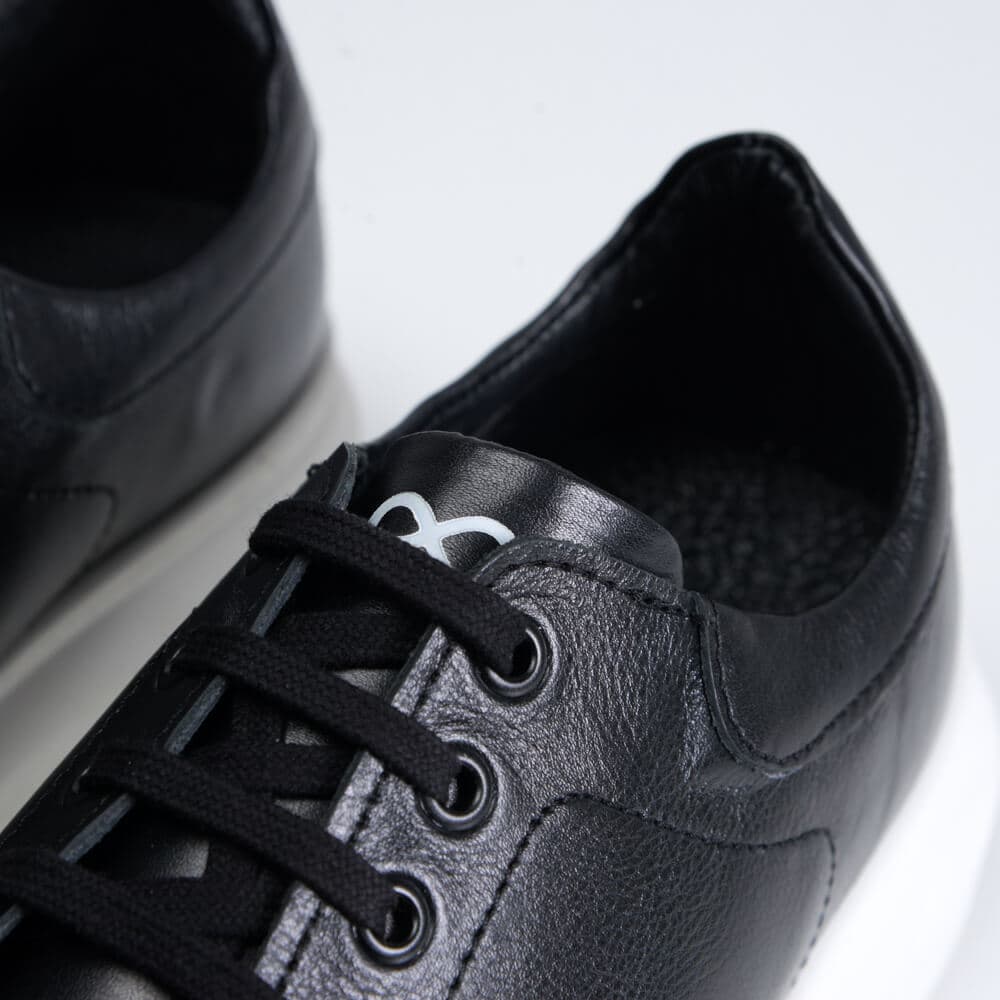 Low-Top Δερμάτινα Sneakers Μαύρα New Arrival