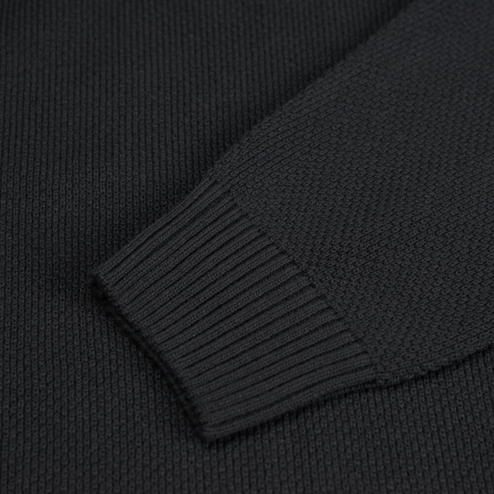 Zip-Neck Πλεκτή Μπλούζα in Cotton Μαύρη (Modern Fit) New Arrival